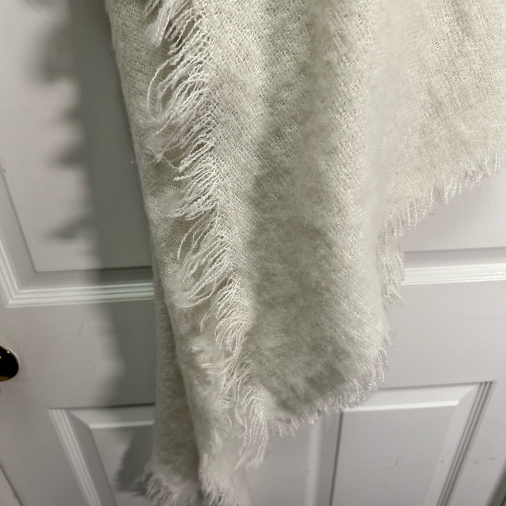 Anthropologie Cream Fringed Scarf